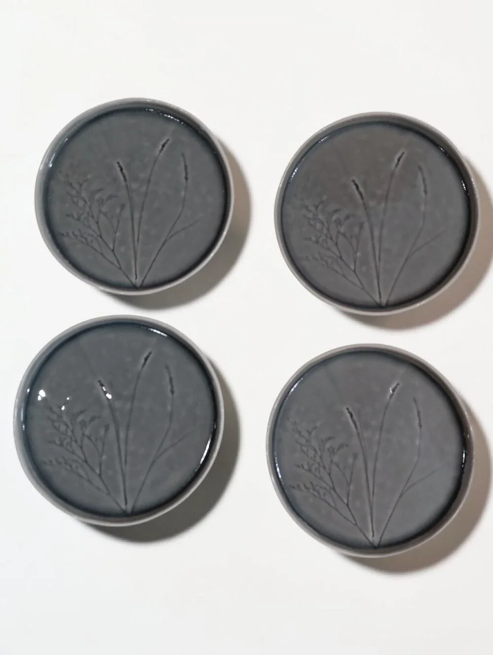 New Slate Grey Ceramic Dessert Plates Set Of 4